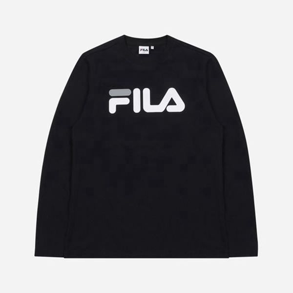 Camisetas Fila Mulher Pretas - Fila Linear Logo L/S En Portugal,MJAY-65907